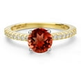 thumbnail image 3 of Gem Stone King 14K Two Tone Gold Red Garnet and Lab Grown Diamond Engagement Ring for Women | 1.66 Cttw | Round 7MM | Gemstone January Birthstone | Size 5, 3 of 6