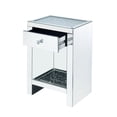 thumbnail image 2 of Benjara Mirrored Wooden Night Table with 1 Drawer and Bottom Shelf, Silver, 2 of 4