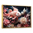 thumbnail image 2 of Designart "Symmetrical Collage Of Sharks And Coral I" Coastal Coral Under Water Floater Framed Canvas Wall Art, 2 of 5