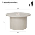 thumbnail image 4 of ROGALIS 31.5" Round Tambour Design Coffee Tables for Living Room, Mid Century Modern Wood Coffee Tablewith Spacious Tabletop, Art Deco Sturdy Circle Coffee Table,Natural White, 4 of 6