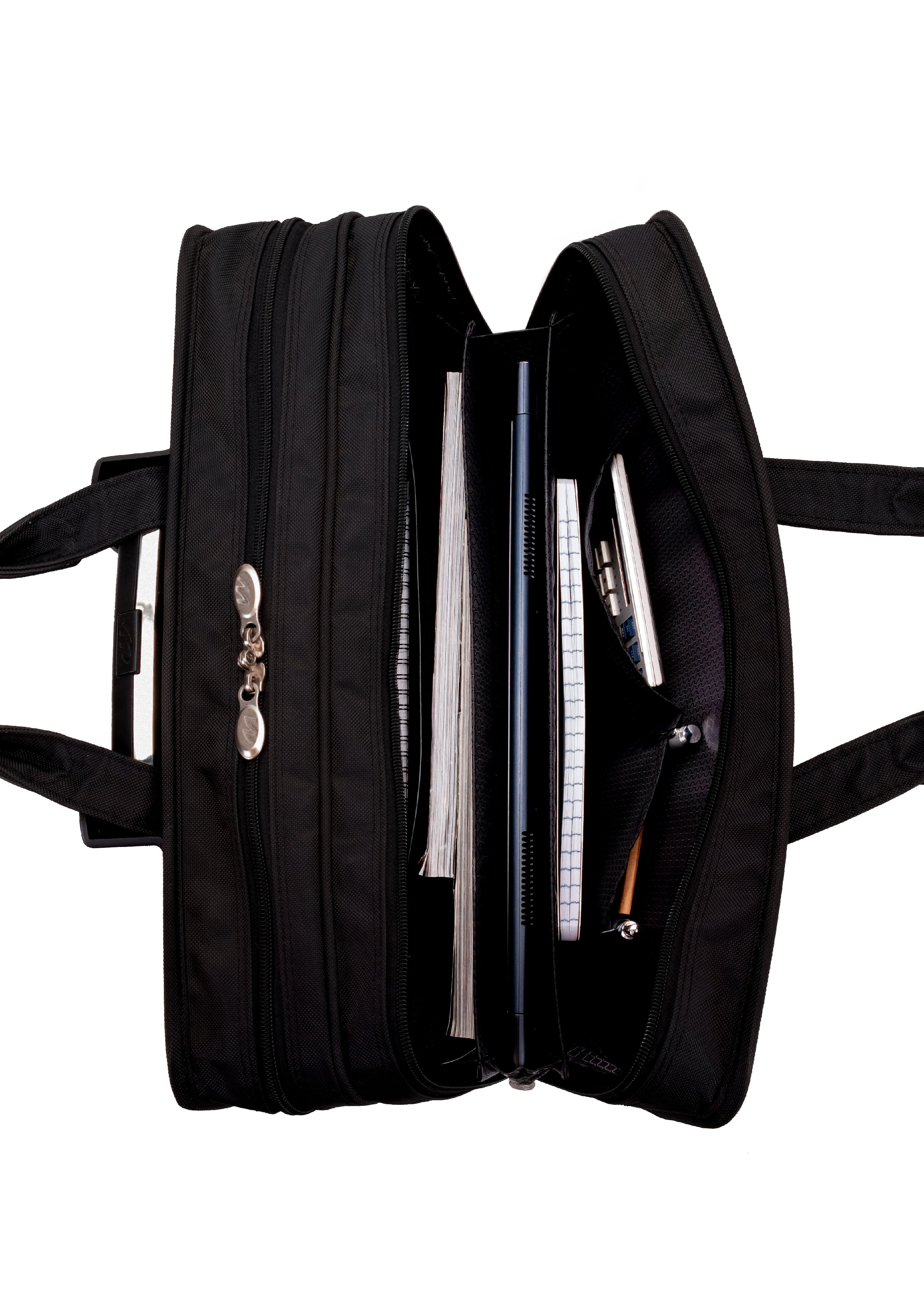 P Series | CLINTON | 17" Nylon Patented Detachable -Wheeled Laptop Briefcase - Black