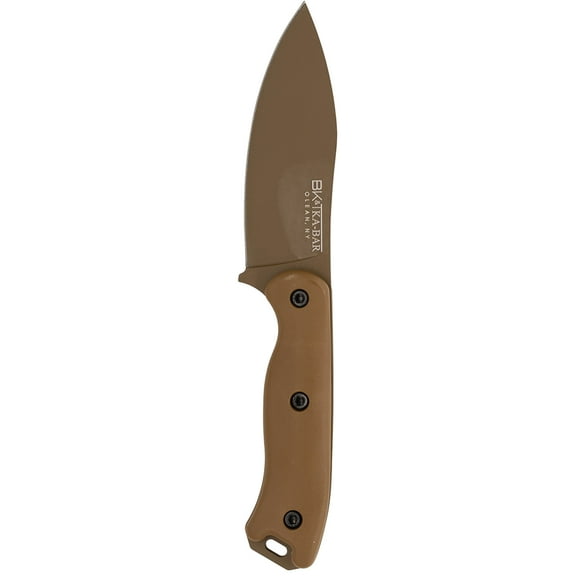 KA-BAR BK19 Becker Nessmuk Fixed Blade Knife 4.312" Drop Point 1095 Cro-Van Bronze Blade Ultramid Handle Tan