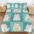 thumbnail image 6 of 3 Pcs Soft Bedding Set, Includes 1 Duvet Cover with Zipper And 2 Pillow,Shams Cartoon Cute Cat Twin(86"x70"), 6 of 8
