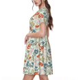 thumbnail image 2 of Easygdp Garden Of Little Bunnies para Vestido Transpirable de Mujer, Vestido Suelto de Manga Corta con Pliegues y Bolsillos para el Verano, 2 of 6