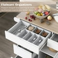 thumbnail image 4 of Kitchen Cart with Rubber Wood Countertop ,Cosymart Kitchen Island has 8 Handle-Free Drawers Including a Flatware Organizer and 5 Wheels for Kitchen Dinning Room, White, 4 of 9