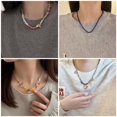 thumbnail image 2 of Collar de cuentas de colores, sencillo, moderno y ligero de lujo para mujer, estilo hip hop, estilo frío, cadena de clavícula apilada, 2 of 6