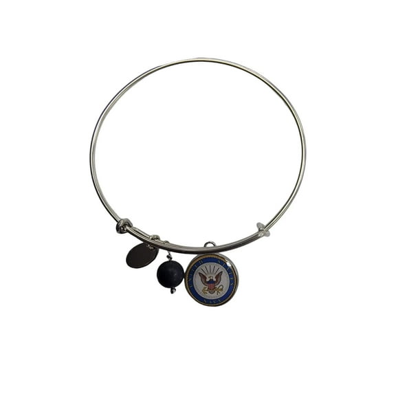 Officially Licensed US Navy Bangle Bracelet - Stainless Steel, Gift Boxed