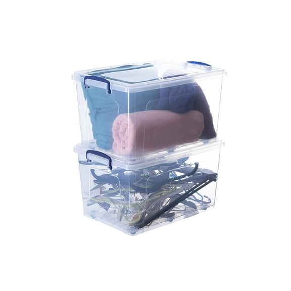 Superio Clear Plastic Storage Bins with Lids, 44 Quart (2 Pack), Stackable Storage Container with Latches and Handles