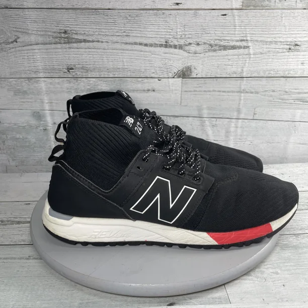 New Balance Mid 247 Black/White Mesh Knit Shoes Sneakers Mens Lifestyle Size 12