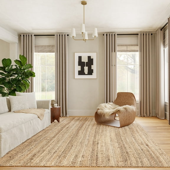 nuLOOM Rigo Hand Woven Farmhouse Jute Area Rug, 5' x 8', Natural