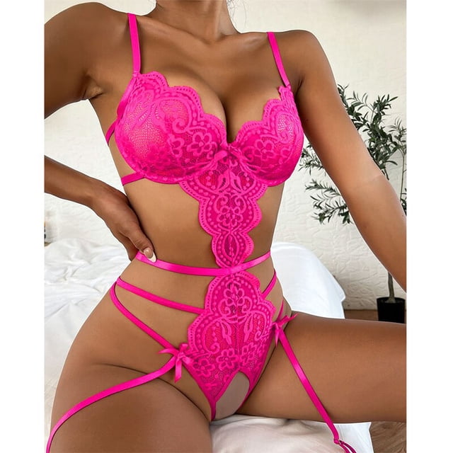 Conjuntos de bragas eróticas con sujetador, ligas para mujer, Tanga, conjunto de lencería transparente de retales, conjunto de ropa interior Sexy para mujer, disfraz Sexy Tan Jianjun unisex