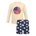 thumbnail image 3 of dazeni Girls 4th of July Swimsuit American Flag Patriotic Rash Guard Set Two Piece Long Sleeve Beach Summer Vacation Swimwear Independence Day Outfits Beige, 3 of 8