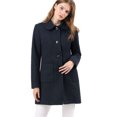 thumbnail image 3 of INSPIRE CHIC Women's Turn Down Collar Single Breasted Winter Mid Length Overcoat XS Blue, 3 of 8