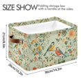 thumbnail image 4 of Yayeee Canvas Storage Basket with Handles for Shelves Fabric Bins Closet Organizer, Green Floral Pattern, 4 of 8
