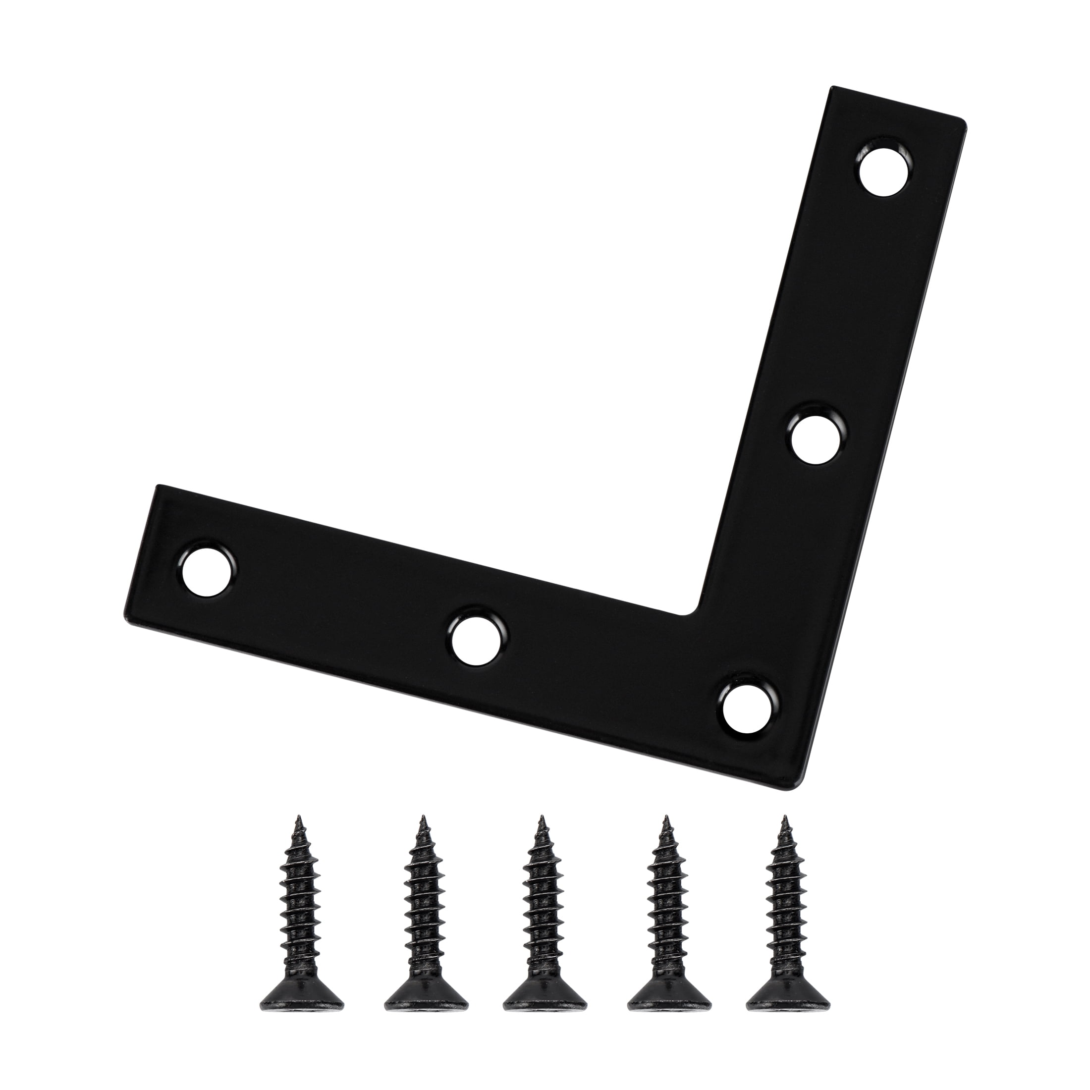 Hyper Tough 3 in. Stainless Steel Flat Corner Brace with Screws, Black, 10 Pack