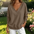 thumbnail image 5 of cocolona Womens V Neck Oversized Sweatshirts Long Sleeve Casual Loose Solid Color Fall Tops, 5 of 5