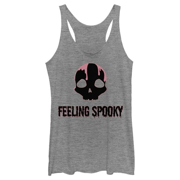 Women's Lost Gods Halloween Feeling Spooky Skull  Racerback Tank Top Gray Heather Small