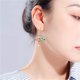 thumbnail image 4 of Pendientes de abanico asimétricos, pendientes de gota sectorial, pendientes colgantes de abanico pequeño, lindos aretes étnicos retro, color verde -, 4 of 5