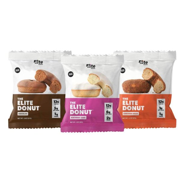 Elite Sweets HighProtein & LowCarb Donut 3Flavor Variety Pack
