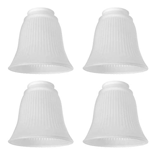 4 Pack Ceiling Fan Light Covers Transitional Style Replacement Bell Shaped Glass Shade Globes Frosted Ribbed 3 Com 4 Pack Ceiling Fan Light Covers, Ceiling Fan Lights Replacement Glass