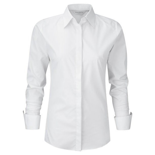 Russell- Camisa de manga larga elástica y transpirable para mujer (Blanco)