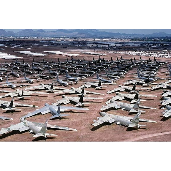 Iconic Arts Laminated 36x24 inches Poster: Aerospace Storage B-52'S Bombers Military Jets Airplanes Planes Aviation Desert Graveyard Boneyard Mothballed Amarc Aerospace Maintenance Regeneration Center