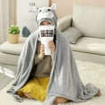 thumbnail image 4 of Textile City Cute Cartoon Hooded Throw Blanket Coral Velvet Soft Solid Wearable Adult Children Blanket Hoodie for Autumn Winter (bear,kids 1x0.8M), 4 of 7