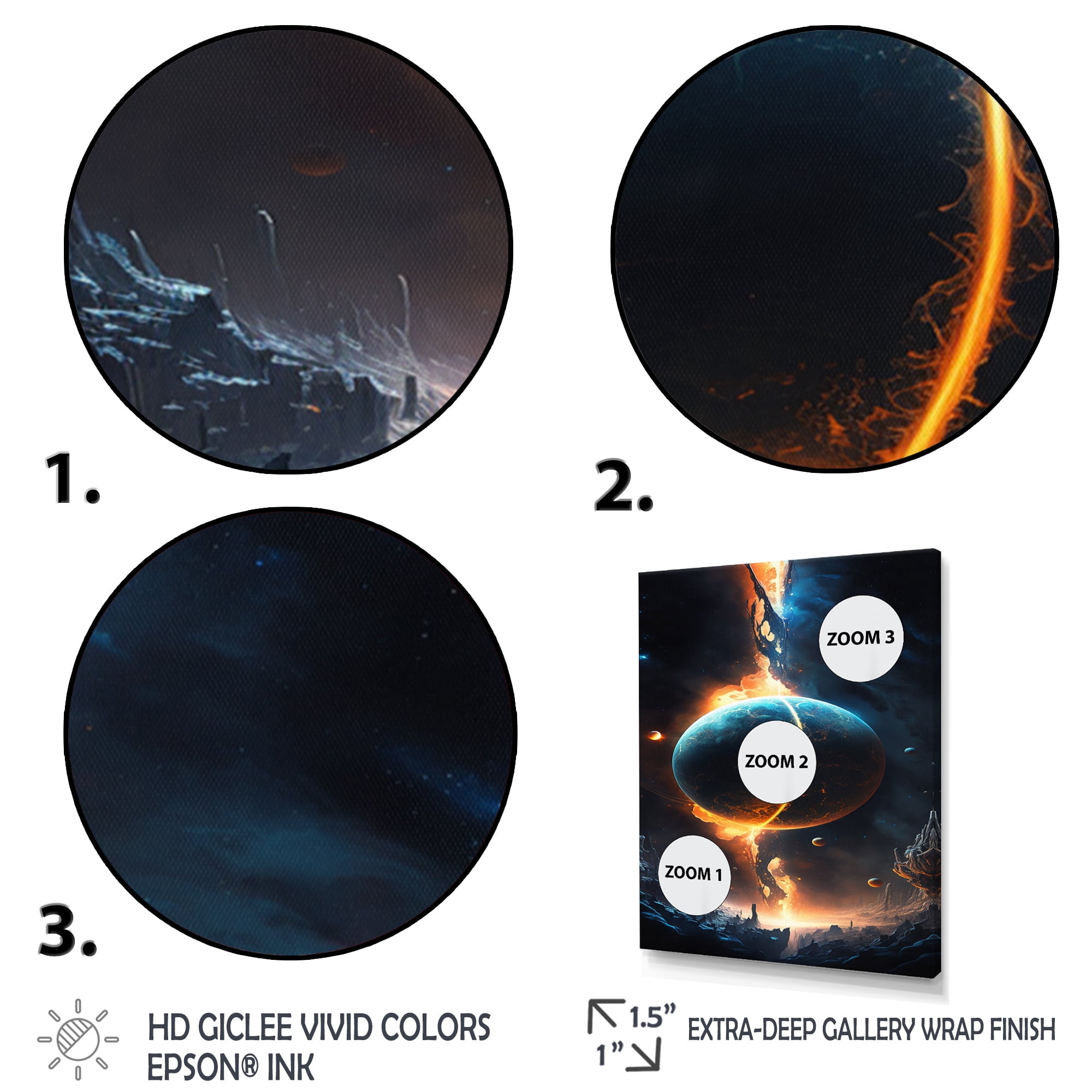 Designart Deep Space Planet Fusion VII Canvas Wall Art