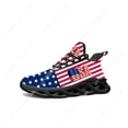 thumbnail image 1 of Zapatillas deportivas planas con bandera de EE. UU., rojas, azules y blancas, para hombre y mujer, con cordones y malla, hechas a medida., 1 of 6