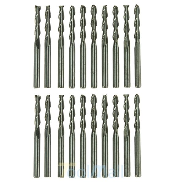 20psc 1/8" Carbide Flat Nose End Mill CNC Router Bits Single Flute Spiral 17mm