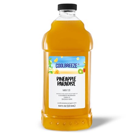 Coolbreeze Beverages Ready To Use Frozen Slush Flavor Syrup – 1/2 Gal (64fl oz) Bottle – Pineapple Paradise Coolbreeze Beverages Ready To Use Frozen Slush Flavor Syrup – 1/2 Gal (64fl oz) Bottle – Pineapple Paradise