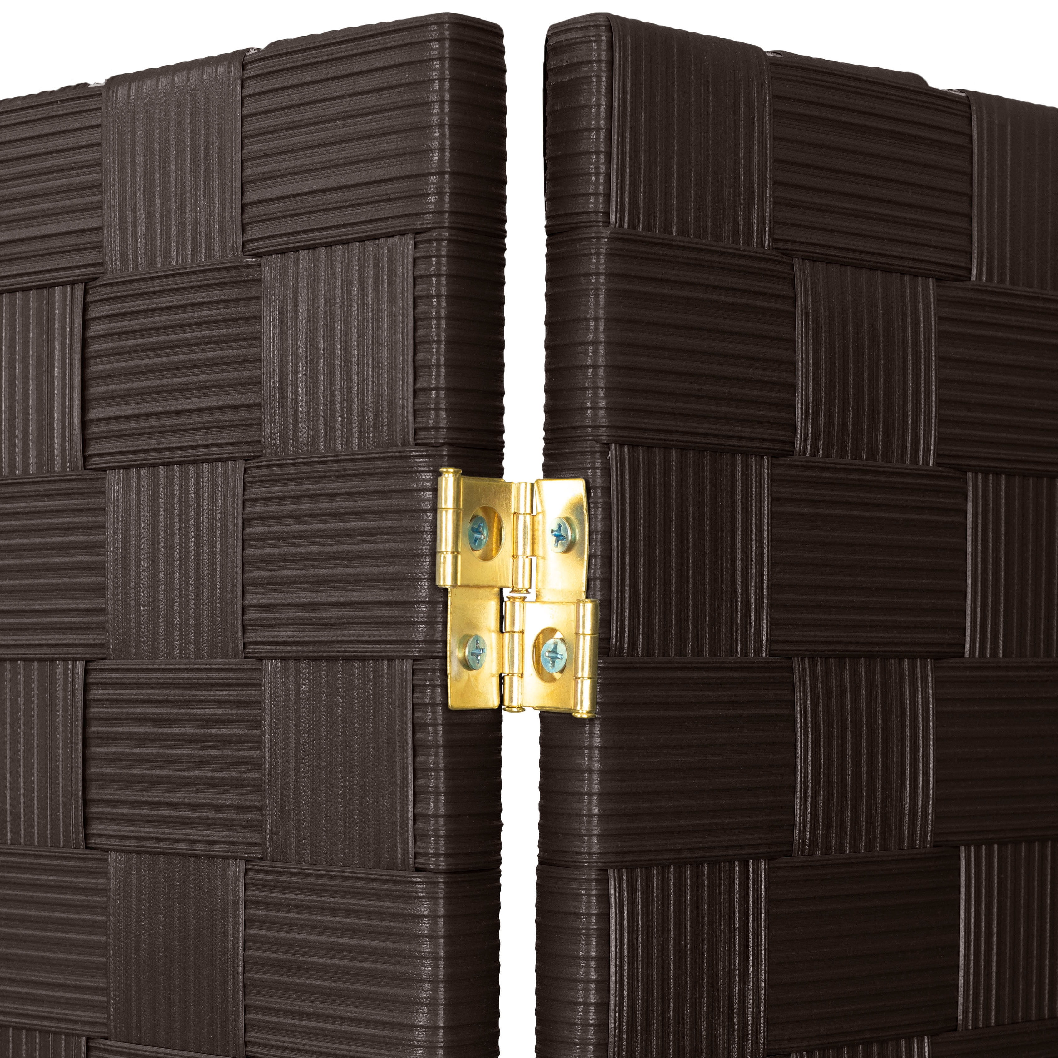 Red Lantern 4 ft. Short Woven Fiber Outdoor All Weather Folding Screen - 8 Panel - Dark Brown