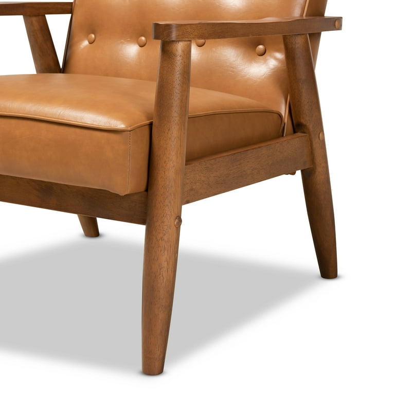 Baxton Studio Sorrento Mid Century Modern Tan Faux Leather