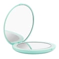 thumbnail image 5 of wobsion LED Lighted Travel Makeup Mirror, 1x/10x Magnification Compact Mirror, Portable for Handbag, Purse, Pocket, 3.5 inch Illuminated Folding Mirror, Handheld 2-Sided Mirror, Round, Cyan, 5 of 5