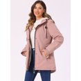 thumbnail image 3 of DARING DIVA Women's Winter Coat with Faux Fur Hood and Multiple Pockets M Pink, 3 of 6