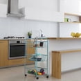 thumbnail image 2 of NEX Large 3-Tier Rolling Basket Stand, Trolley with Shelves & Wheels - Blue, 2 of 7