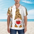 thumbnail image 2 of Balery Christmas Gnomes In Leopard Camisas hawaianas de manga corta para hombre, camisas playeras de corte holgado, camisas de vacaciones con botones,3X-Large, 2 of 7