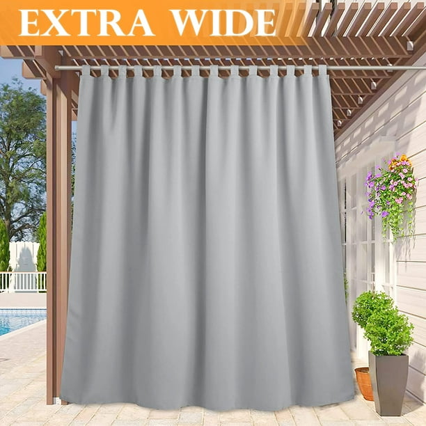 RYB HOME Patio Curtain Outdoor - Extra Wide Blackout Curtains Waterproof  Windproof Privacy Outdoor Indoor Curtains