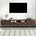 thumbnail image 4 of Euroco 78.7" Mid-Century Modern TV Stand for TVs up to 85", Media Console with Storage Cabinets & Open Shelves, Cable Management, Entertainment Center for Living Room, Walnut, 4 of 9