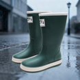 thumbnail image 4 of Green Womens High Top Rain Boots With Solid Color Waterproof Design Thick Sole Comfortable For Spring Summer Rainy Everyday Wear Size 39, 4 of 5