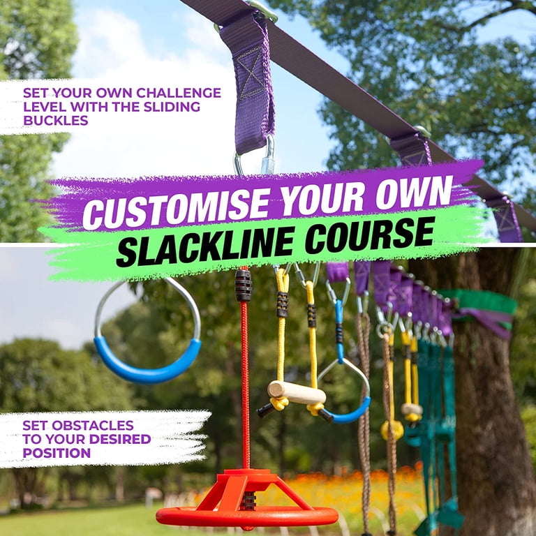 Ninja Warrior Obstacle Course For Kids | 2x55-Ft Ninja Slackline Climbing  Net Rope Ladder Trapeze Swing Monkey Bars | Ninja Course For Kids Outside |  Ninja Kids Obstacle Course - Walmart.com
