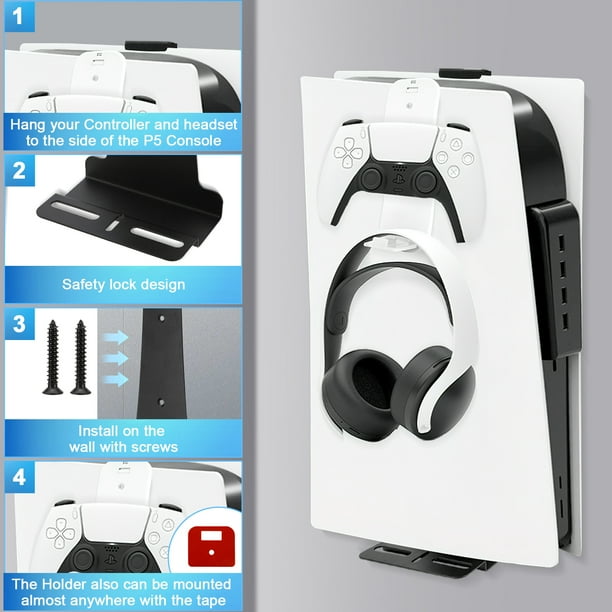 Wall Mount for PS5 (Disc and Digital Edition), Controller Holder