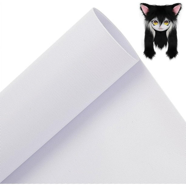Malla para ojos de fursuit, 99 x 30 cm, blanca, de PVC, 0,2 mm de grosor, impermeable, imprimible.