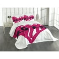 thumbnail image 3 of Ambesonne Xo Quilted Bedspread Set 3 Pcs, Calligraphy Lovers, Queen Size, Pink and Black, 3 of 5