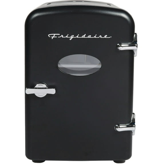 Restored Frigidaire 9-Can Retro Mini Fridge Cooler Black EFMIS2175-BLACK, Includes 110V home power cord & 12V DC car adapter (Refurbished)