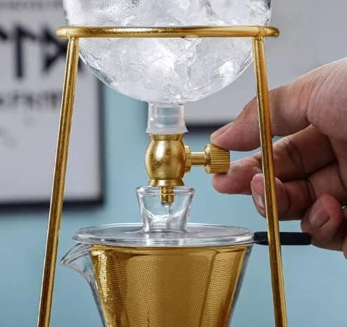 Nispira Iced Coffee Cold Brew Drip Coffee Maker Stainless Steal Gold , 400mL, Borosilicate Glass