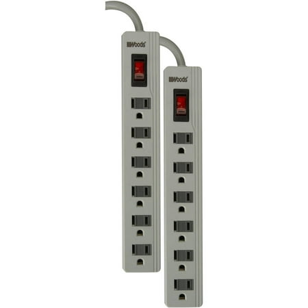 Woods 414578800 6-Outlet 200 Joules Surge Protector with 2' Cord 2 Count