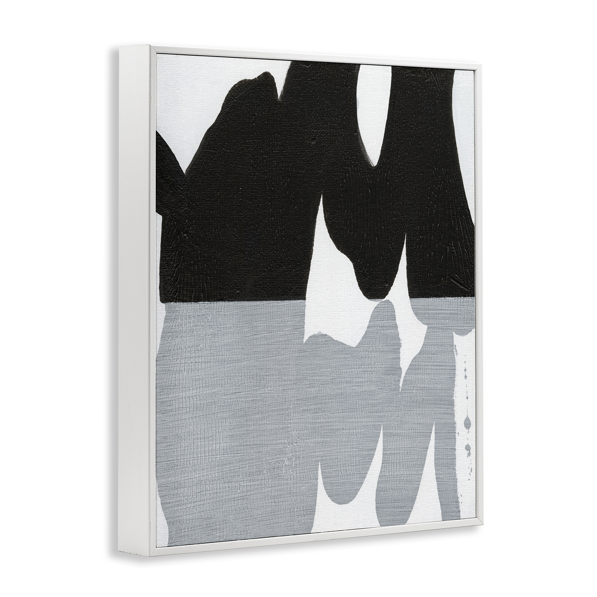 Stupell Industries Black Organic Form Abstract Painting White Framed Art Print Wall Art, 16 x 20