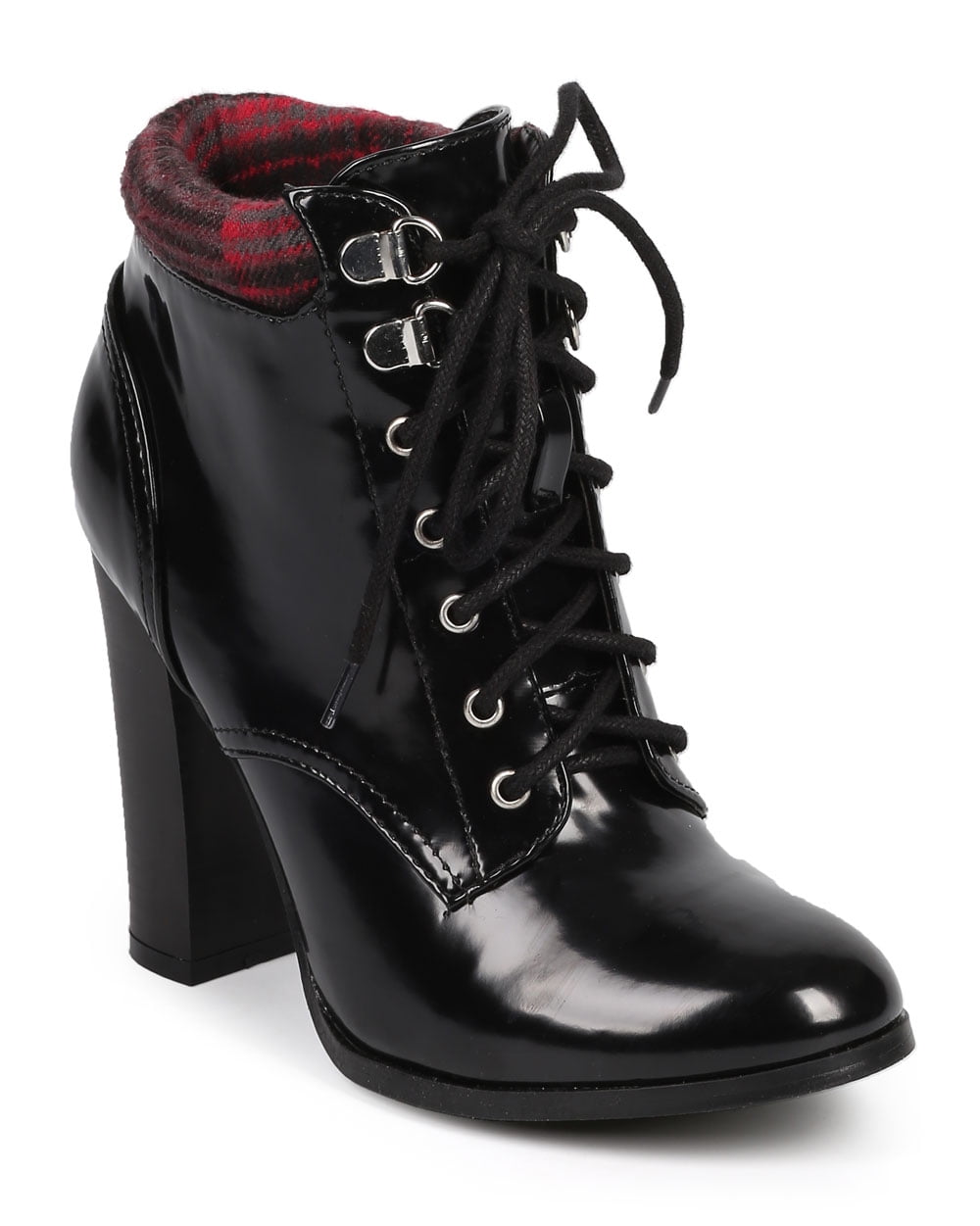 almond toe block heel booties