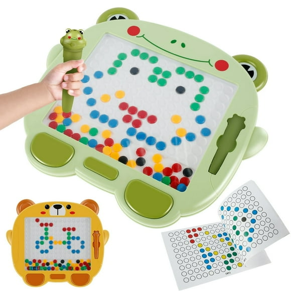 Magnetic Drawing Board for Toddlers Colorful Magnet Beads Drawing Board with Magnetic Pen and Cards Montessori Educational Preschool Toy Fun Travel Toys for Boys Girls Over 3 Years Old